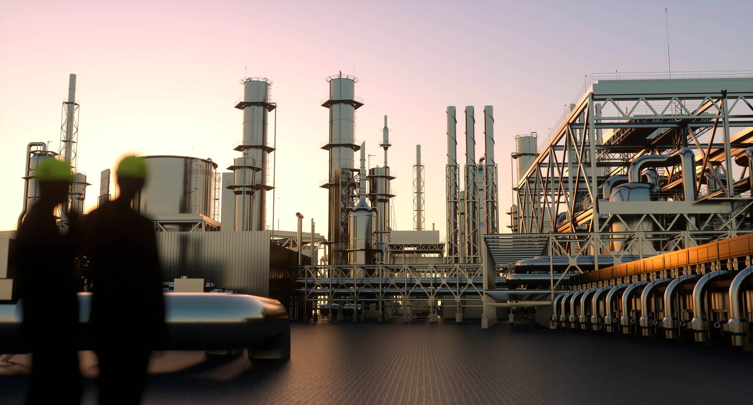 Illustration of engineers reviewing an industrial site